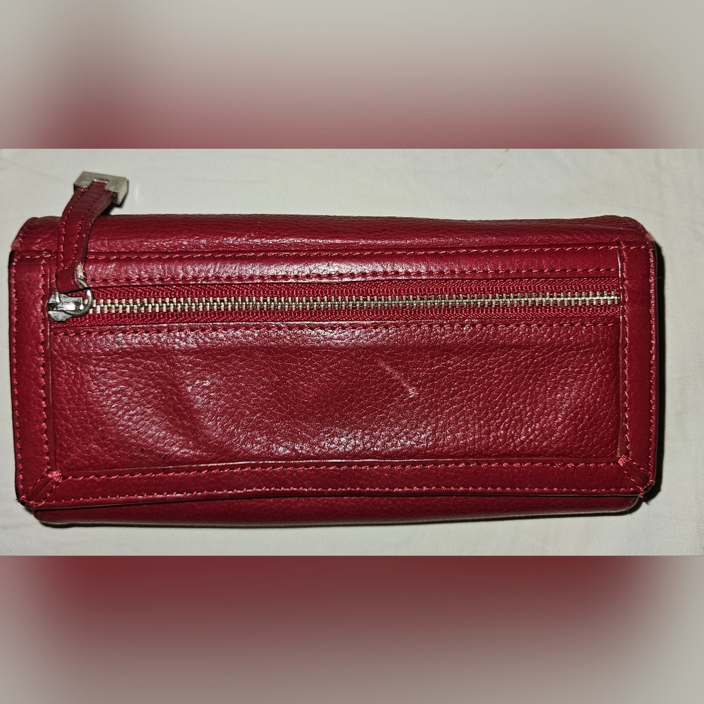 Talbots Genuine leather red wallet, paisley print non-smoke home